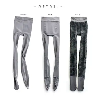 

Womens Winter Warm Thick Faux Fleece Lined Solid Color Honeycomb High Waist Thermal Leggings Stretch Nylon Footed