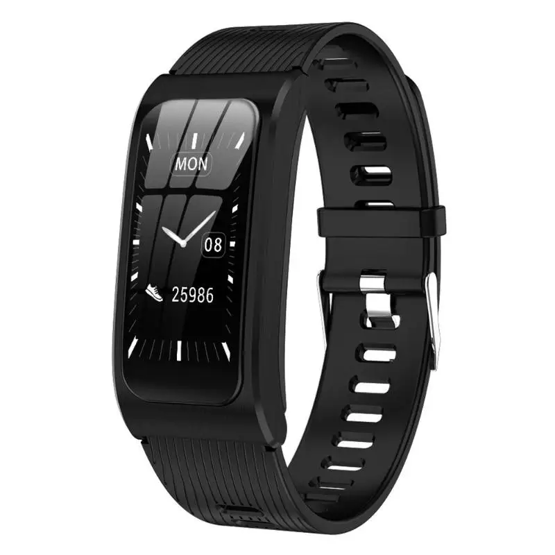 AK12 Smartband IP68 Водонепроницаемый мульти-функциональный браслет сердечного ритма крови Давление монитор браслет Цвет экран Смарт-браслет - Цвет: Black silica