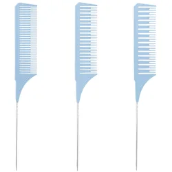 3pcs/set Professional anti-static Steel tip tail comb high temperature resistant hair cutting highlighting comb dyeing brush