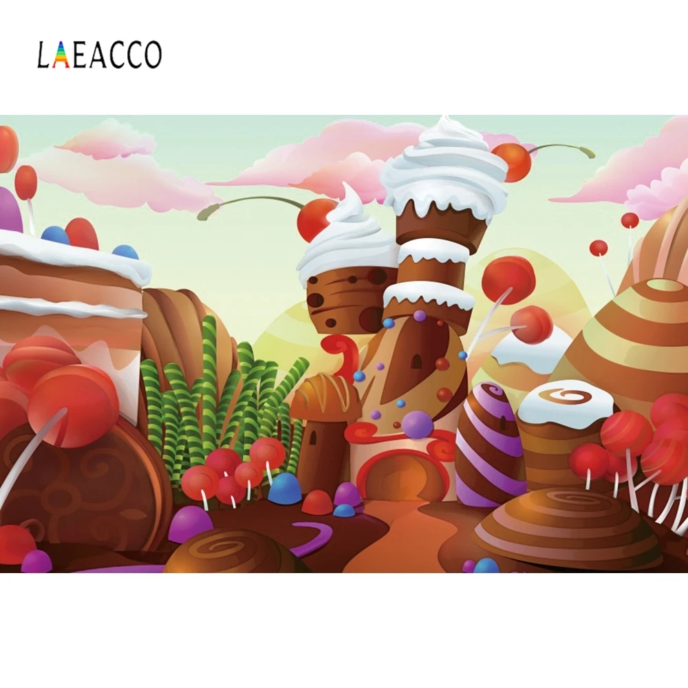 Laeacco торт из конфет мир фотографии пейзажные картины Детские Вечерние Декорации