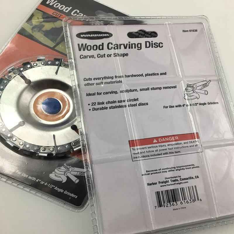 1PCS 4" 22 Tooth Grinder Disc and Chain 13000 RPM Wood Carving Tools 5/8" Arbor Fine Cut Chain For 100/115 Angle Grinder