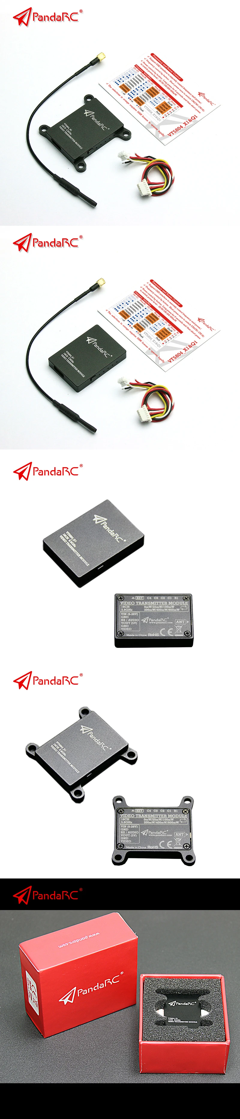 PandaRC VT5801 V2 VT5805 VT5804 FPV видео передатчик 5,8G 48CH 25/100/200/400/600 мВт переключаемый OSD Регулируемый SMA MMCX VTX