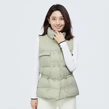 

2022 Ultra Light Down Vest Women Short Jacket White Duck Down Coat Windproof Lightweight Warm Waistcoat Adjustable Waist