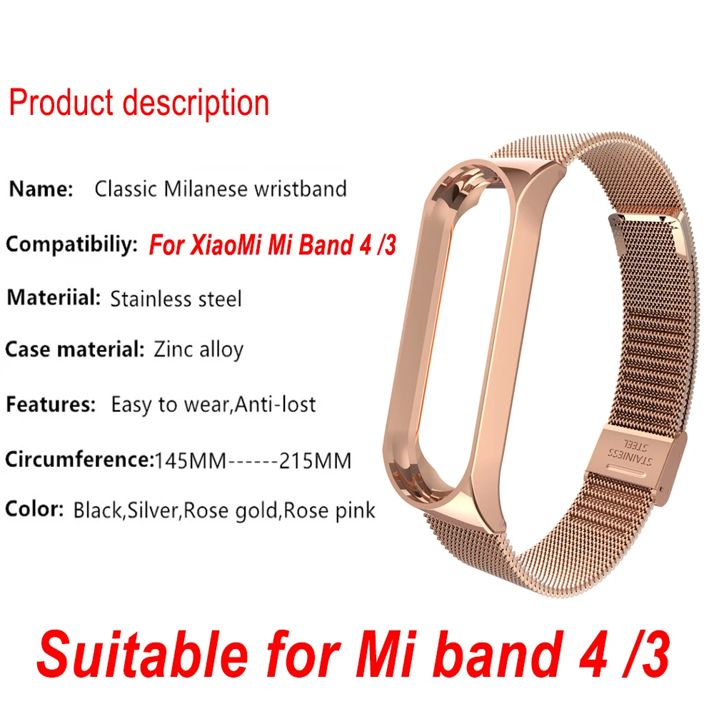 Браслет из нержавеющей стали для Mi Band 4 3 металлический наручный ремешок XiaoMi