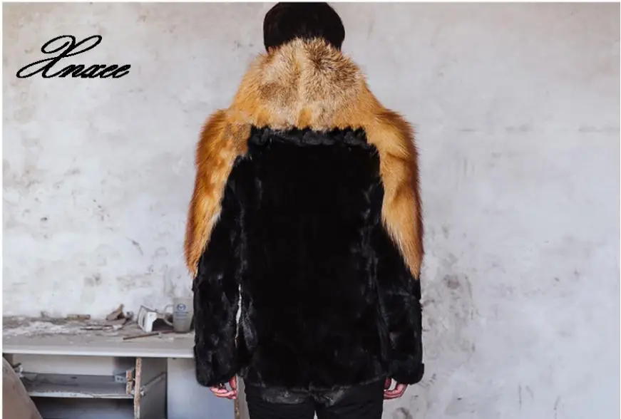 Xnxee S/6Xl мужские пальто из искусственного меха с капюшоном в стиле пэчворк зима осень теплая Лоскутная меховая верхняя одежда размера плюс Мужская Меховая одежда