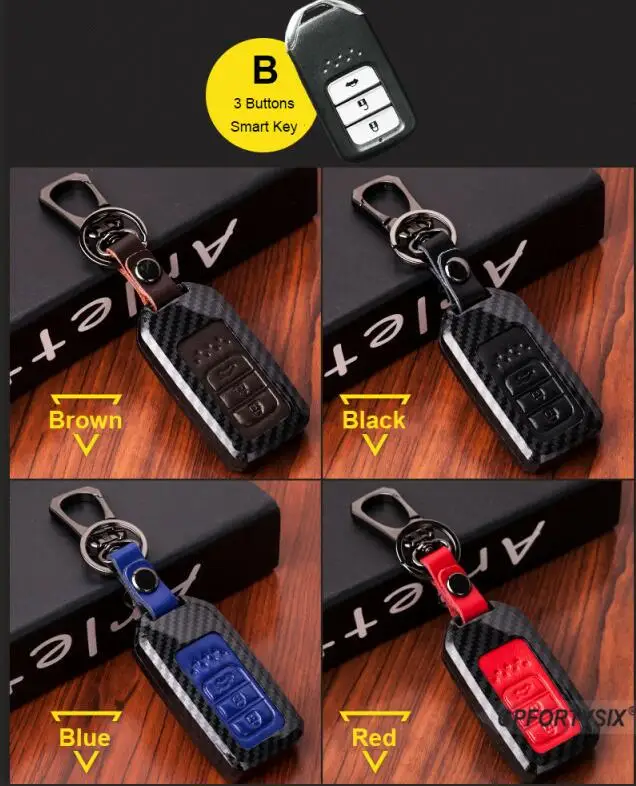 smart key B 302 Углеродное волокно автомобиль дистанционного ключа чехол, кожаный чехол для Honda Civic Accord Pilot City C-RV Odyssey XRV Vezel CRIDER Spirior - Название цвета: smart key B 302