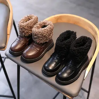 

Autumn Winter New Boys Martin British knitted boots For Kids Warm Fashion Retro Girls Snow Boots Children Ankle Boots Flats