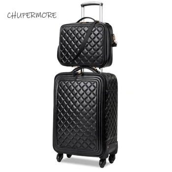 

Chupermore high quality PU Leather Rolling Luggage sets Spinner Women Brand password Suitcase Wheels 20 inch Cabin Trolley