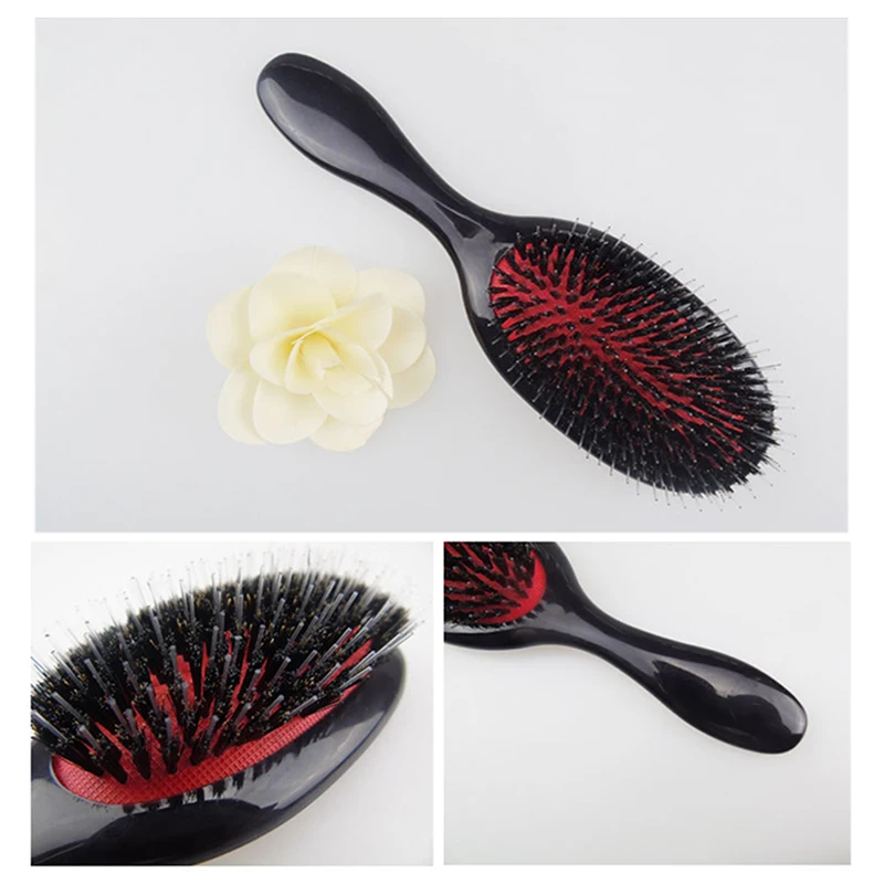 1pc Anti-static Backcombing Boar Bristle Beauty Hair Brush Comb Oval Anti-entanglement Hairbrush Salon Styling Tool