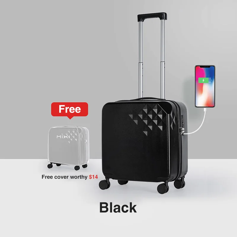 Black Mixi брендовый дизайнерский чехол для костюма с зарядкой через usb для мужчин и женщин, чехол на колесиках для переноски багажа, чехол на колесиках, крышка - Цвет: Black