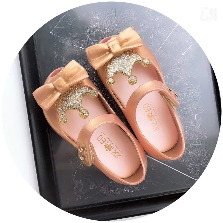 Mini Melissa/ прозрачные сандалии; вечерние туфли для танцев; сандалии с короной; сандалии принцессы с открытым носком для девочек; удобная обувь melissa