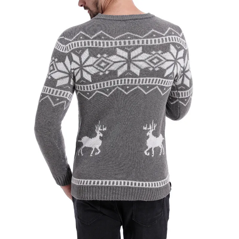 Sitaicery Mens Causal O Neck Sweater Deer Printed Autumn Winter Christmas Knitted Pullover Sweater and Sweaters Slim Pullover
