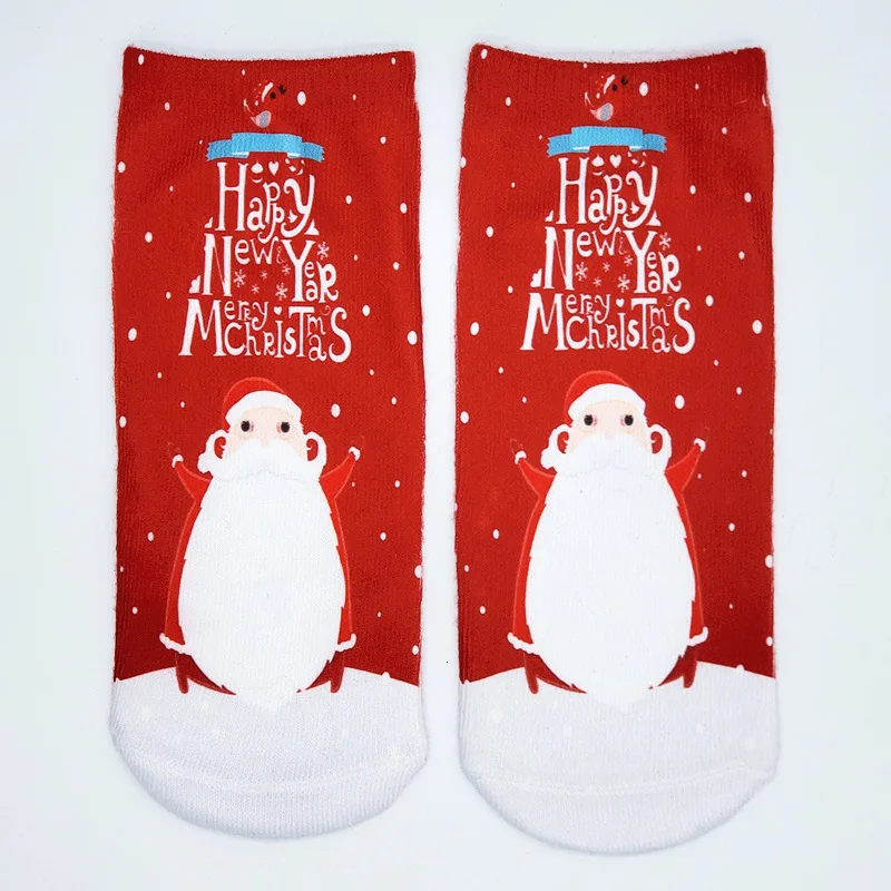 PEONFLY/Новинка; забавные женские носки с 3D принтом; Короткие хлопковые рождественские носки с Санта-Клаусом и оленем; Meias Femme; укороченные носки - Цвет: 15