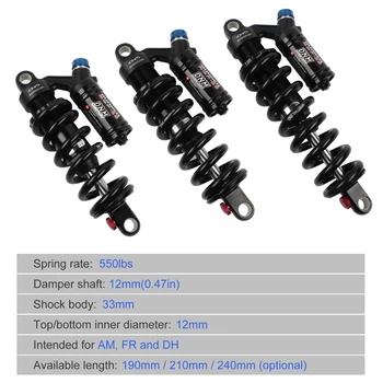 

RCP2S Downhill Mountain Bike Rear Shock 550LBs MTB Shock Absorber Adjustable Rebound/Adjust High Pressure/Compression/Preload