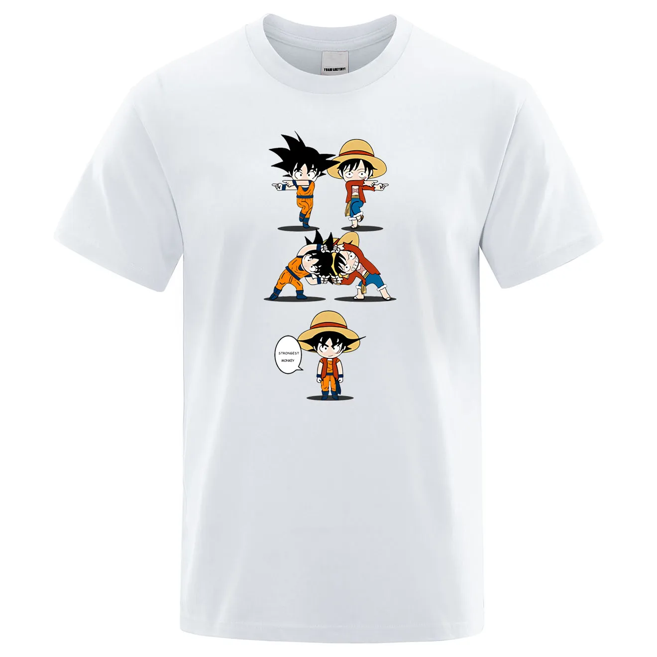 Луффи против Гоку футболка японского аниме крутой дизайн футболка Dragon Ball кроссовер одна деталь хлопок белая футболка мужские топы
