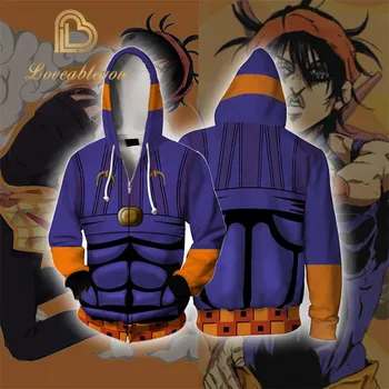 

Anime JoJo's JOJO Bizarre Adventure Kujo Jotaro Sweatshirt Adult Casual Hooded Zipper Hoodies Cosplay Costume Spring Coat