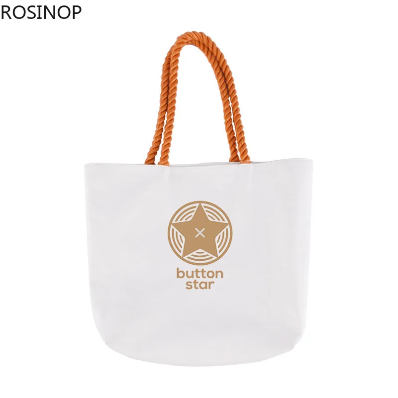 

Rosinop foldable shopping bag cute canvas tote bag designer tote cartoon bulid happy birthday cat print utility tote