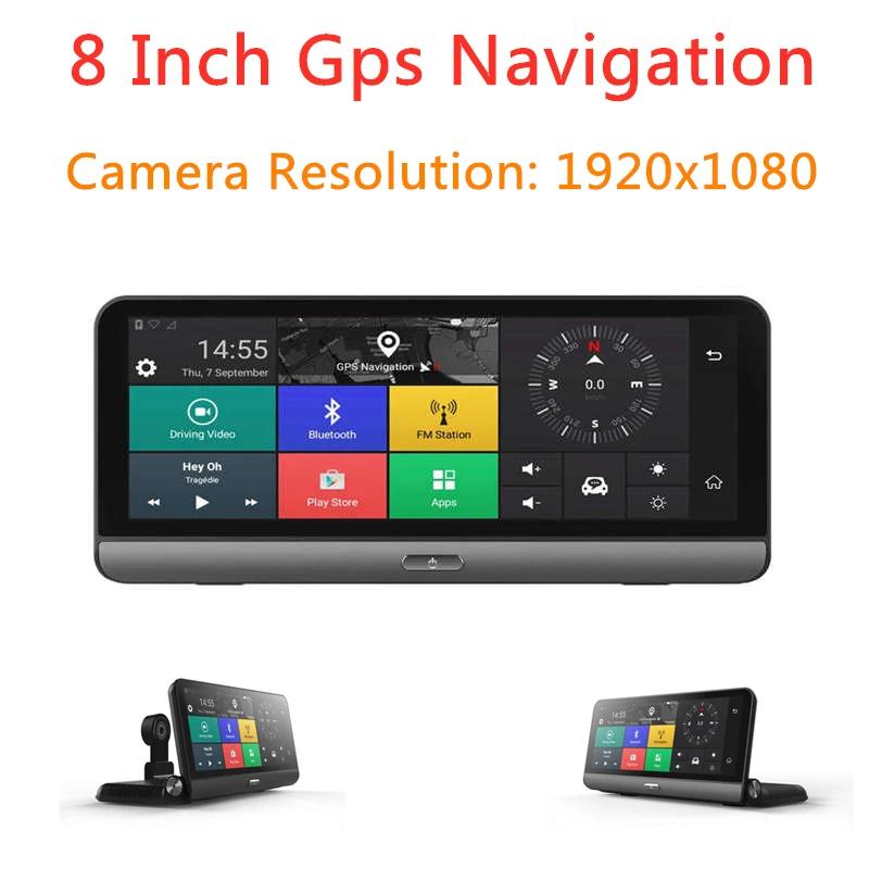 

Foldable Car Dvr 8 Inch Dash Cam Android 5.1 Gps Navigation Dual Lens Cameras Auto Recorder Full Hd 1080P Car Dash Camera For