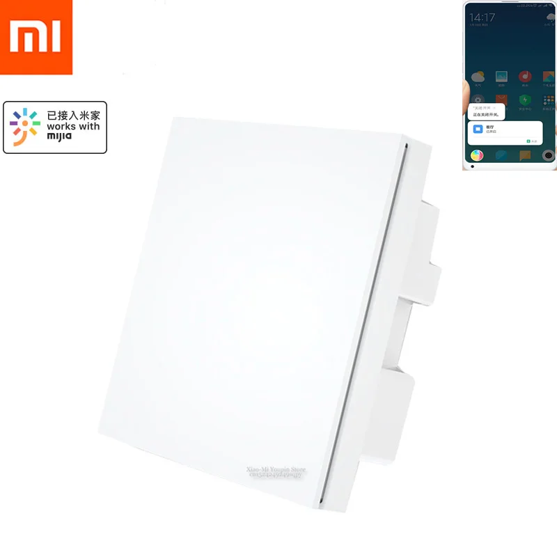 

Xiaomi Mijia PTX Smart home Light Control Single Firewire Wireless Key Wall Switch Via Smartphone APP Remote