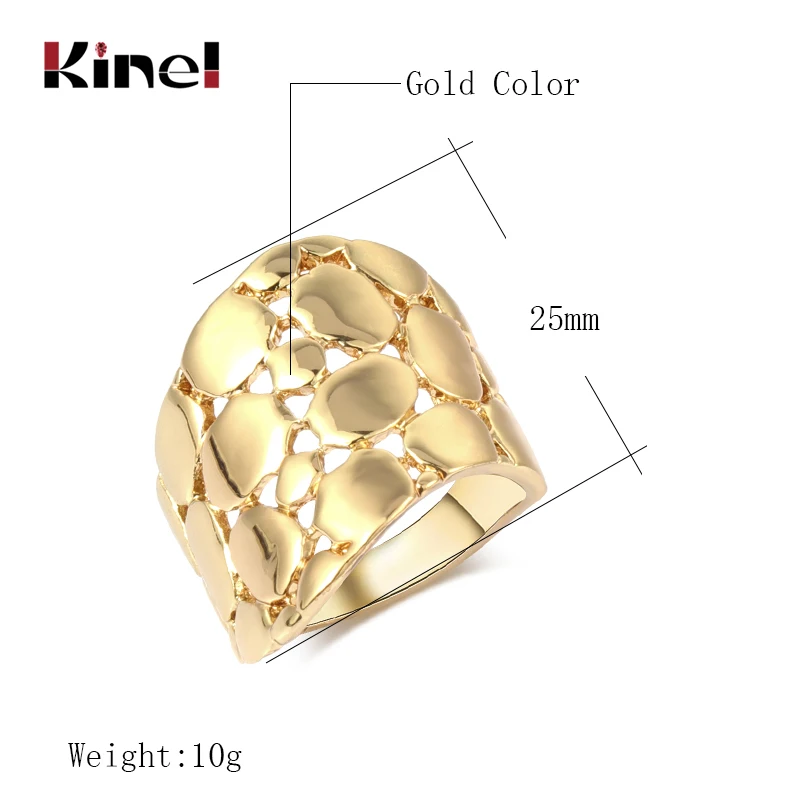 Kinel мода широкий золотой палец коктейльное кольцо геометрический тяжелый металл Размер 6 7 8 9 кольца панк для женщин винтажные украшения Прямая поставка