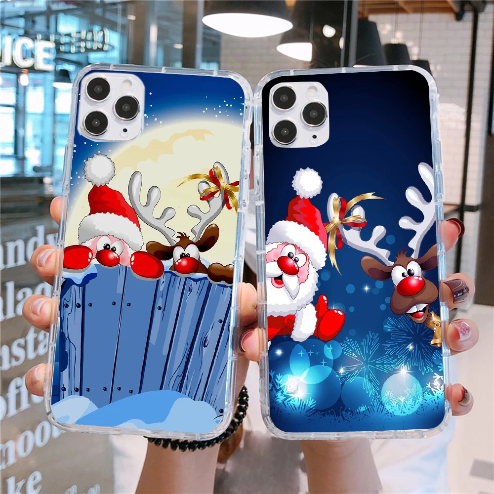 

PUNQZY Christmas Tree Merry Christmas Phone Case For iPhone Huawei P40 P40 PRO P30 P20 LITE MATE 20 Flower Soft Case Santa Claus