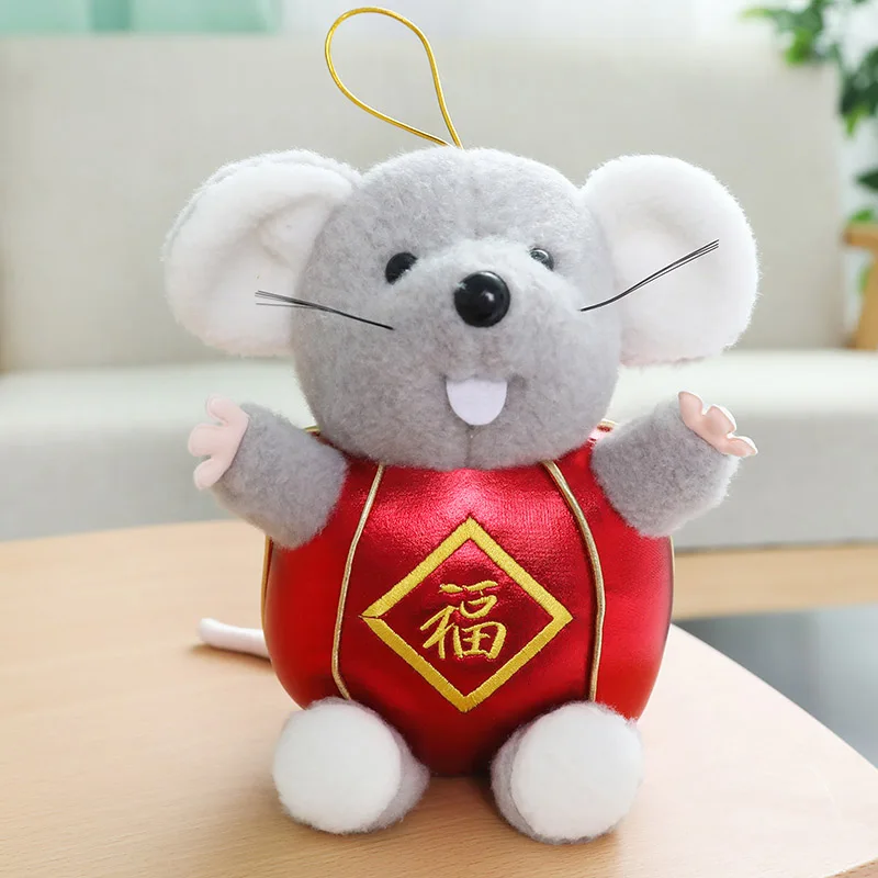 Год талисман крысы мышь плюшевые куклы год фаршированные счастливые игрушки для крыс милый мягкий хомяк украшения подарки - Цвет: E