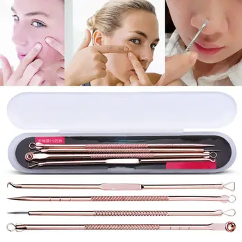 

4PCS Blackhead Extractor de cravo Rose Gold Black Dots Cleaner Acne Blemish Remover Needles Set Black Spots Pore Cleanser Tool