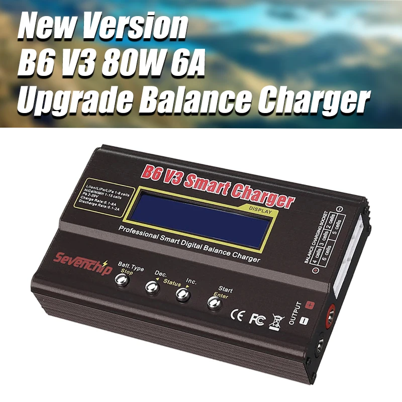 

Hot B6 V3 80W 6A Lipo Battery Balance Charger Discharger Upgrade Version with Charging Cables Power Supply Adapter US Plug