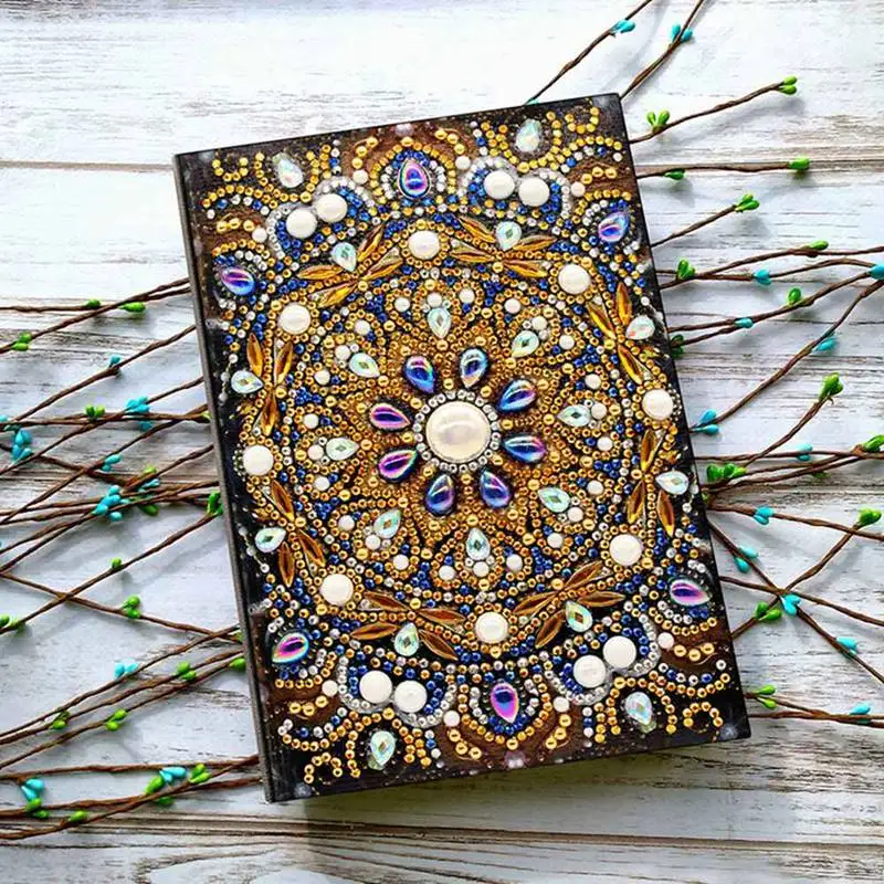 Diy Art Алмазный альбом для рисования дневник Полный Круглый Вышивка мозаикой из стразов A5 64 страницы сова с изображением павлиньей мандалы бабочки