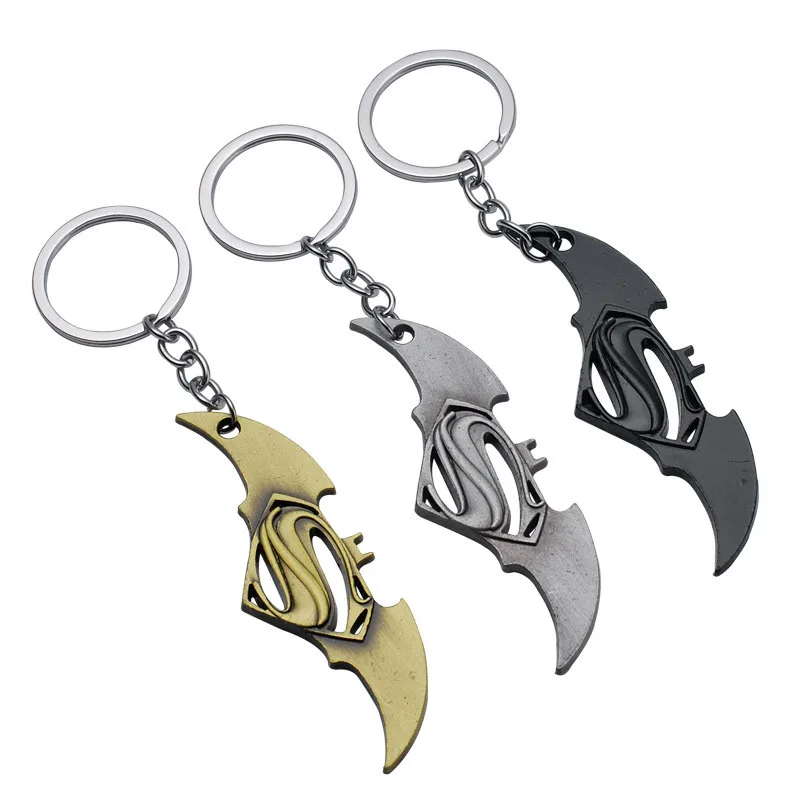 

3 Color Batman Beer Bottle Opener Keychains Superman Spider Bat Iron Man Pendants Keyring Avengers Llaveros Men Movie JewelryJ13