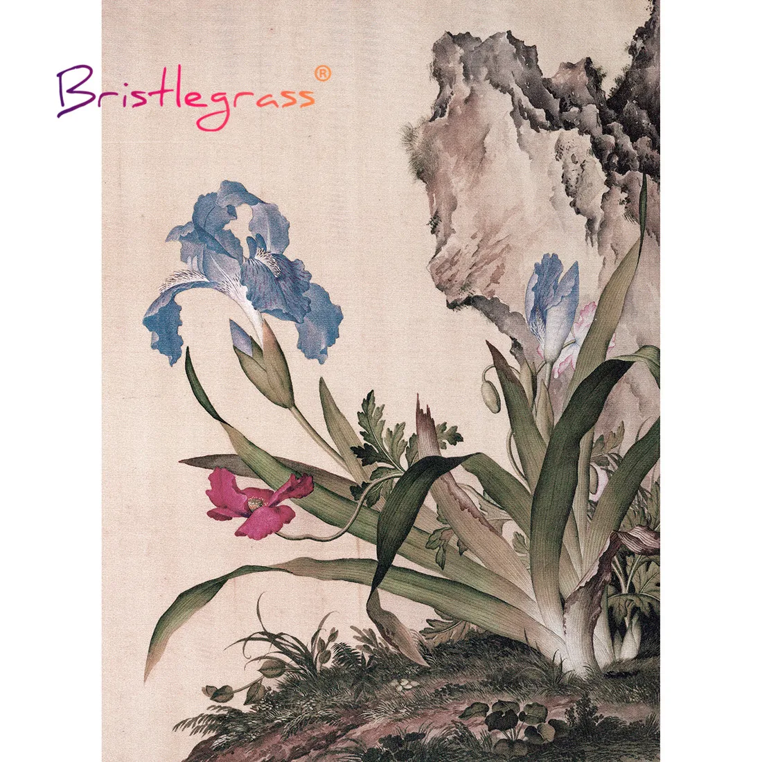 

BRISTLEGRASS Wooden Jigsaw Puzzles 500 1000 Pieces Carnation Flower Giuseppe Castiglione Educational Toy Chinese Paintings Decor