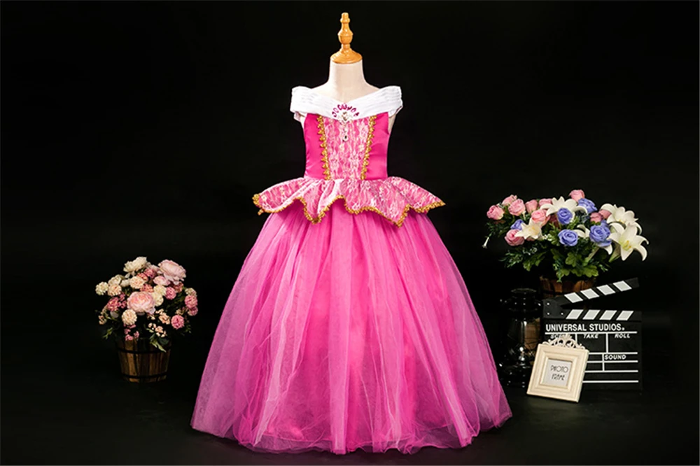 Нарядное платье принцессы Авроры для девочек Спящей Красавицы Детский костюм