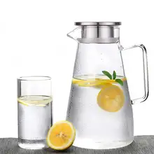 Carafe Water-Pitcher-Juice Stainless-Steel Cocktail-Container Glass with Lid Hot Or Iced