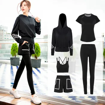 

Slimming Yoga Clothes Five Pieces Set Women Sport Suit Women's Running Clothes Leggings Gym Quick Drying Clothes