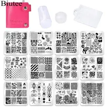 Biutee 12pcsTemplates סט ציפורניים מניקור צלחות + 1 פולני סטמפר + 1 מגרד סט אמנות ציפורן חותמת צלחת סטמפר מגרד ערכת חם(China)