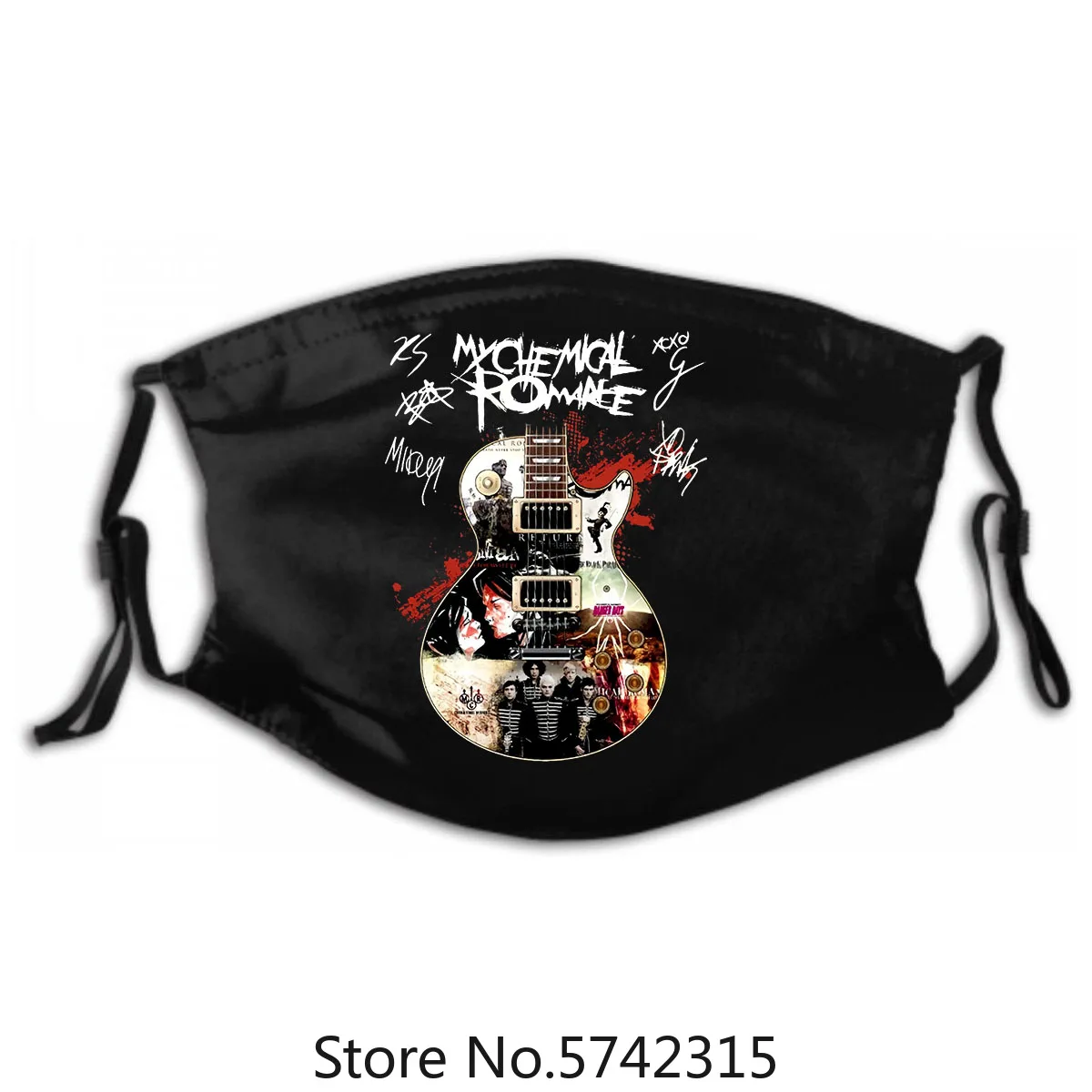 

Gift Mask Washable Reusable Mask with PM2.5 Filters 5 Layers My Chemical Romance Rock Band Guitar Signature Fan Nice