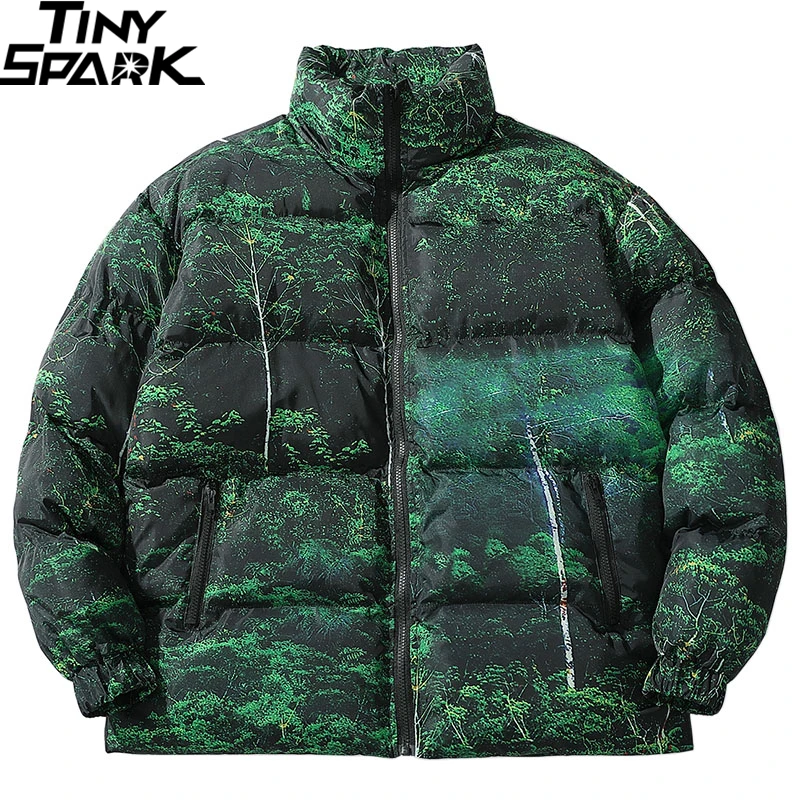 

2019 Hip Hop Jacket Parka Real Tree Camouflage Streetwear Men Windbreaker Harajuku Winter Padded Jacket Coat Warm Outwear Zipper