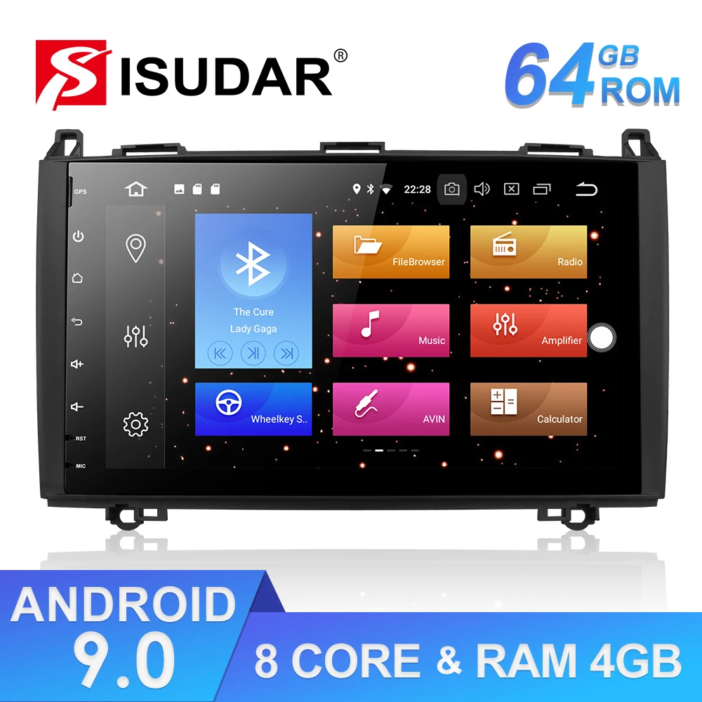Clearance Isudar 1 Din Android 9 Auto Radio For Mercedes/Benz/Sprinter/W169/B200/B-class Car Multimedia Player GPS RAM 4GB ROM 64G DVR DSP 1