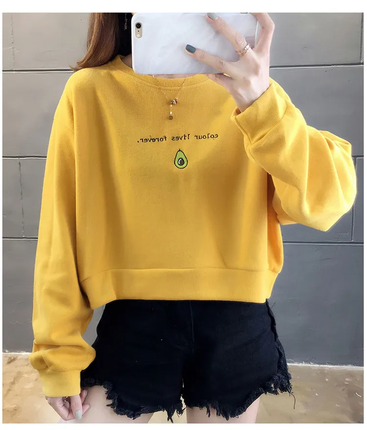 AliExpress свитер с длинными рукавами на осень и зиму Короткие Модные Разноцветные модели в Корейском стиле с принтом