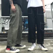 Ulzzang свободные высокие прямые весенние осенние штаны ropa de hombre Горячая унисекс ins бренд корейская мода мужская одежда harajuku стиль