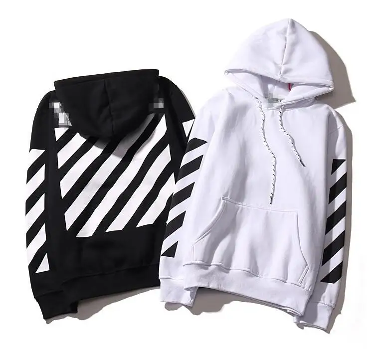 

Off-White oblique stripe Men/Women Couple Lovers models autumn winter Cotton Casual Hooded loose Hoodie Sweatshirt jacket