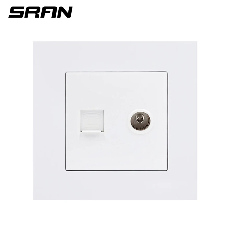 

SRAN wall TV / telephone socket flame retardant PC material panel 86*86mm weak electric socket series