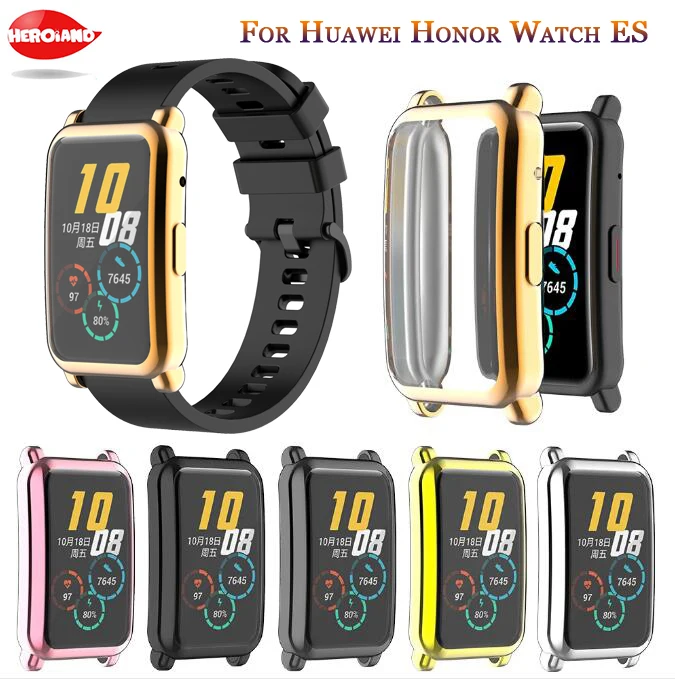 

TPU Soft Silicone Soft Full Screen Glass Protector Case Shell Frame For Huawei Honor ES watch fitting plating Protective Cover
