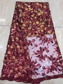 

2019 Latest African Sequins Lace Fabric Net Fabric Swiss Voile Lace High quality France Tulle Mesh Lace For Wedding Party Dress