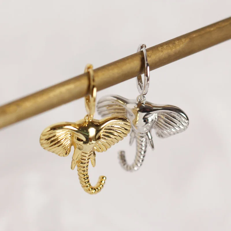 XIHA чистое серебро 925 пробы Серьги для женщин золотые круглые серьги-кольца животный слон персонализированные преувеличенные серьги