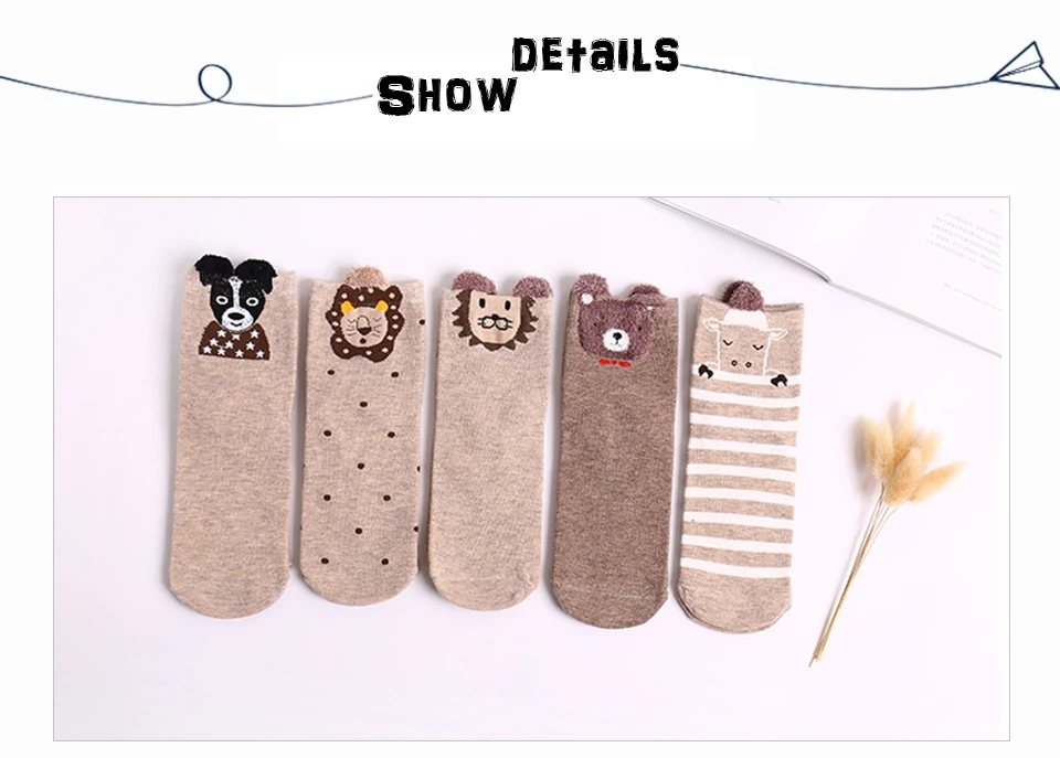 Manoswe/5 пар, жаккардовые рождественские носки с рисунками животных, женские зимние теплые хлопковые носки с котом и собакой, повседневные милые носки для женщин, год