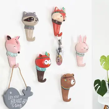

1PC Cute Multifunction Cartoon Hook Home Children Room Wall Animal Creative Resin Animal Model Bathroom Wall Hook Coat Hangers