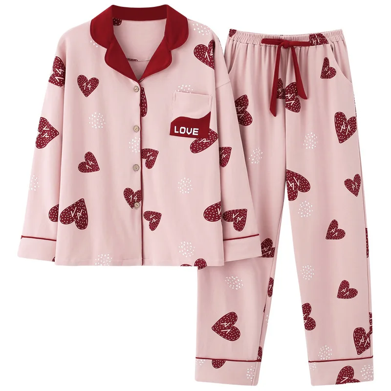 Pink-1 Женский пижамный комплект, одежда для сна с принтом для девочек, комплект одежды для женщин, хлопковая Домашняя одежда, пижамы для женщин, мягкая Ночная одежда, пижамы Mujer - Цвет: Pink-1