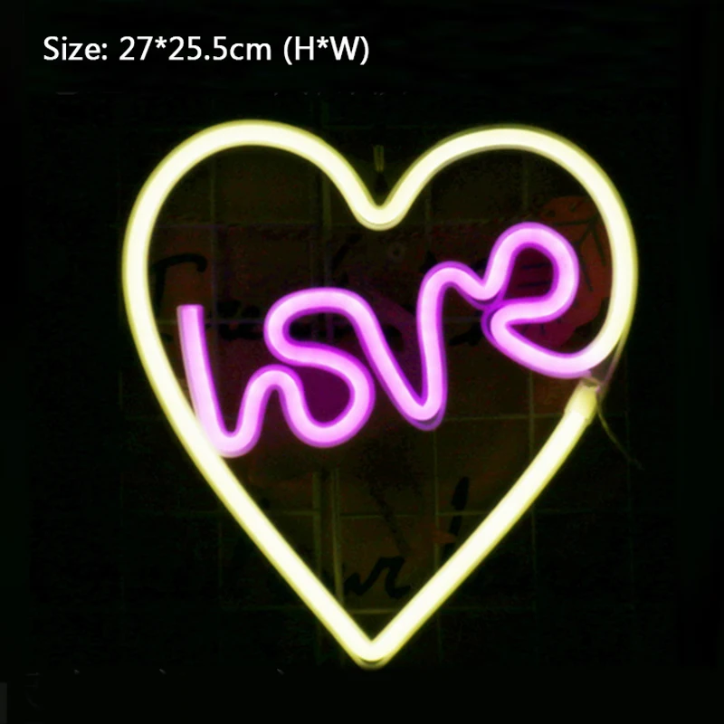 LOVE Pink Настенный декор, светодиодный неоновый светильник с надписью «Love Heart», для свадьбы, рождественской вечеринки, для украшения дома, праздничный светильник, неоновая Ночная лампа, подарки - Испускаемый цвет: LOVE Pink