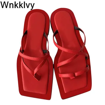 

Summer flat heel Flipflops women spaure real leather clip top slippers Lazy Mullers holiday beach shoes hot sell sandals 2020